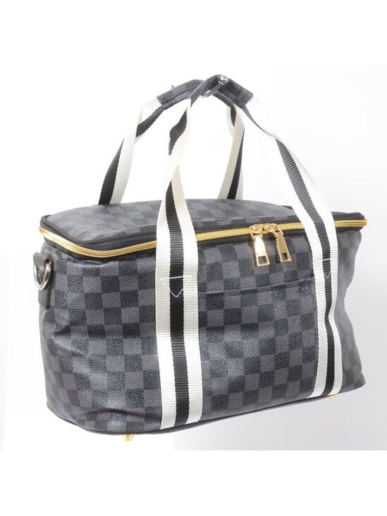 Handbags - black and gray checkered insulted lunch box / box